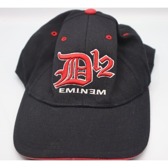Vintage Eminem D12 Black & Red Baseball Cap Medium Flexible Fit